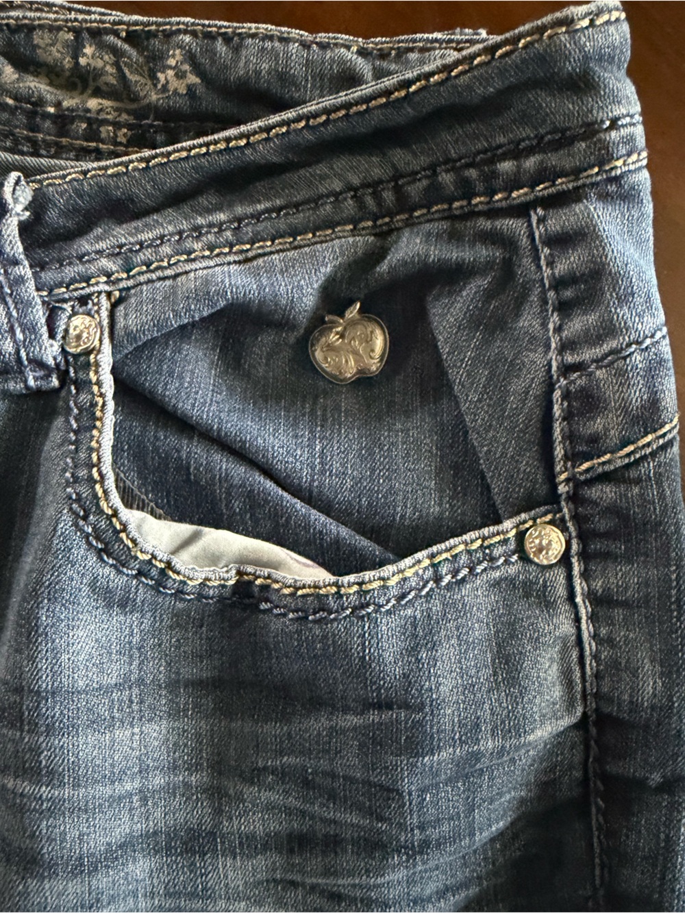Apple Bottoms Dark Blue Denim Jeans with Red Logo Tab